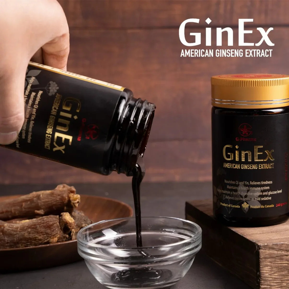 GinEx® 西洋蔘黑膏滋 (純膏劑-240g)G-Pharma Canada(Adaptogen Pharma Corporation)